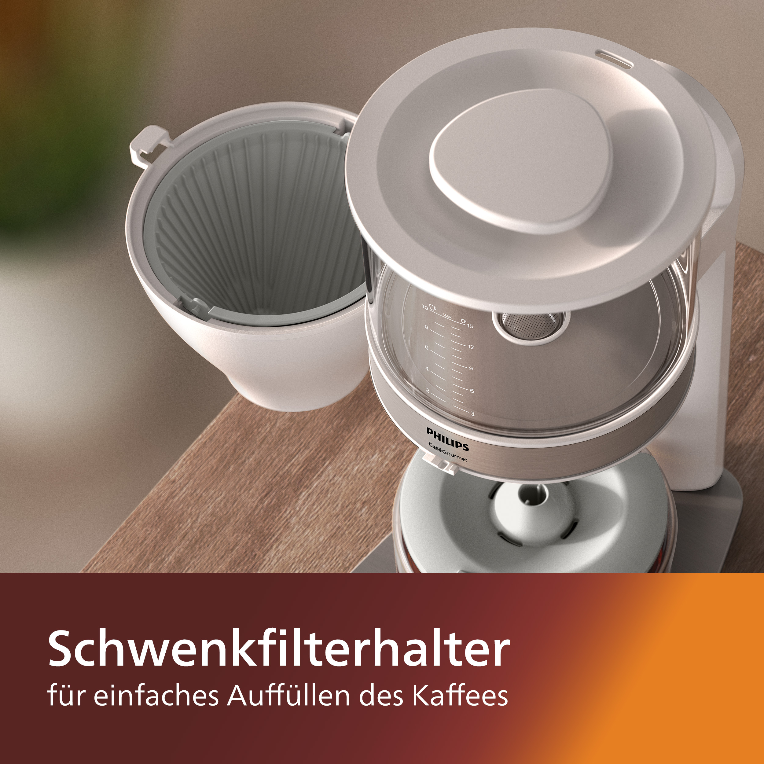 Philips Filterkaffeemaschine "HD5416/00 Café Gourmet weiß", 1,25 l Kaffeekanne, Papierfilter, 1x4, mit Direkt-Brühprinzip, Aroma-Twister und Schwenkfilterhalter 3