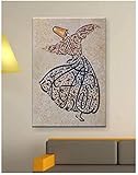 YYLPRQQ Islam Arabisch Muslim Malerei Islamisch Mevlana Rumi Sufismus Wirbelnder Derwisch Wandkunst Druck Auf Leinwand Bilder Dekorativ -50X75Cm