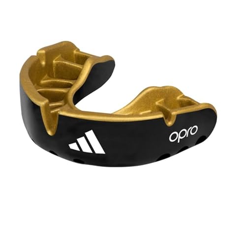 adidas Mundschutz für Erwachsene, Boxen, Rugby, Hockey, MMA, Kampfsport, OPRO Gold (schwarz, Senior)