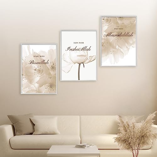 HAVA Artwork Beige Dream Poster Set, Islamische Poster, Islamische Bilder, Islamische Dekoration, Islamische Geschenke, Bilderrahmen, Allah Wandbild