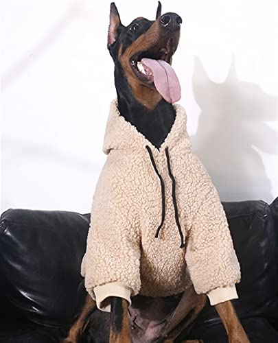 Hundemantel Aus Baumwoll-Fleece mit Mütze, Winterwarmer Dicker Fleece Hundeoverall, Hundejacke mit 2 Beinen für Kleine, Mittlere und Große Hunde (Farbe : Beige, Größe : 10)