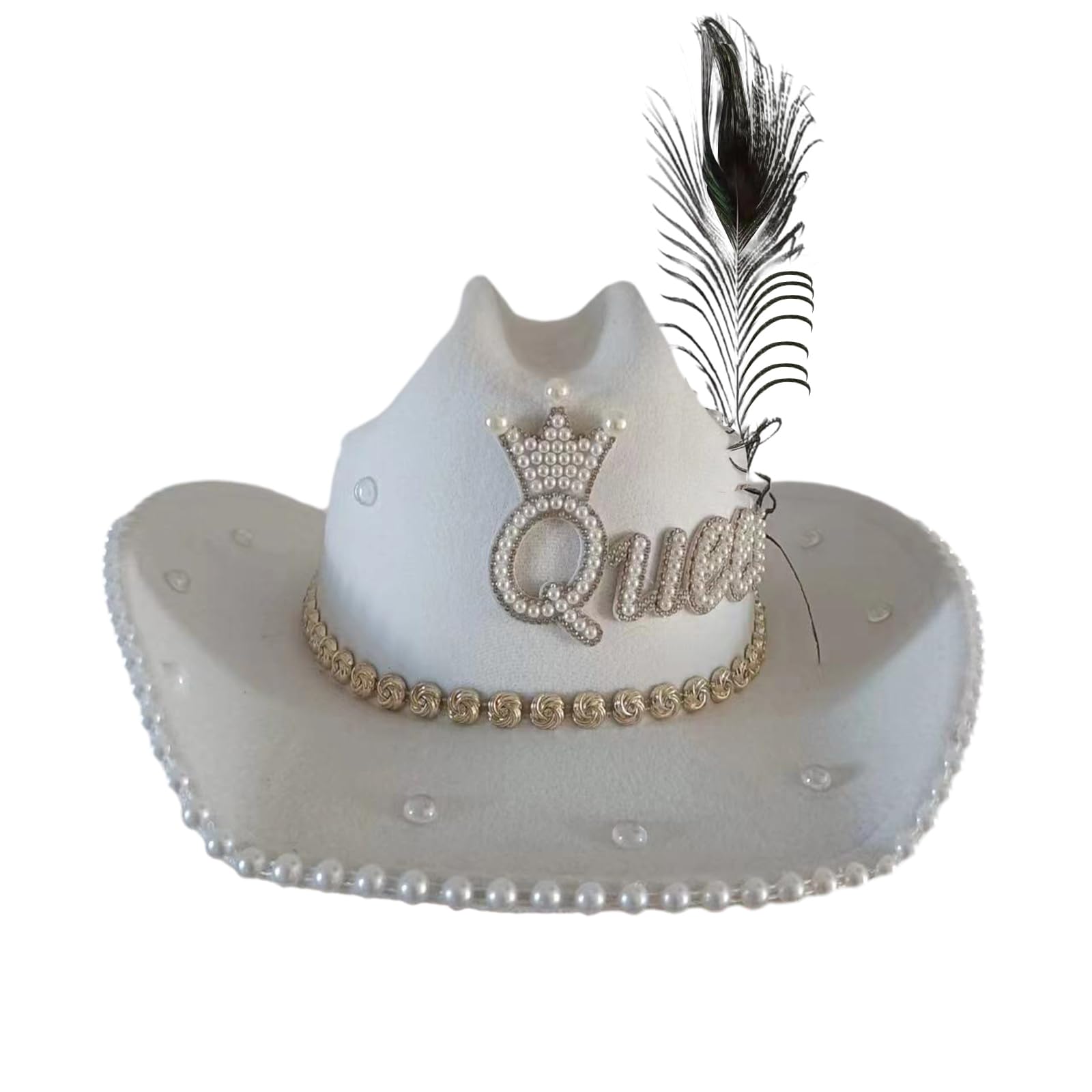 LIbgiubhy Party Cowgirl Cap Braut Brief Hut Frauen Braut Party mit Perle Mädchen Party Foto Requisiten