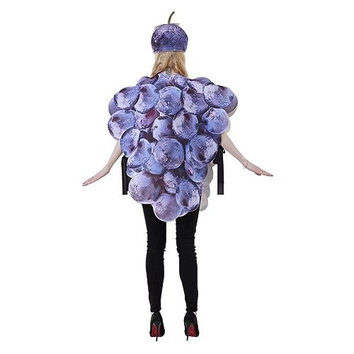 Fituenly Kostüm Trauben Lustiges Faschingskostüm Halloween Erwachsenen Obst Gemüse Kostüm Cosplay Outfit Karnevalspaar Party Purim Kostüm