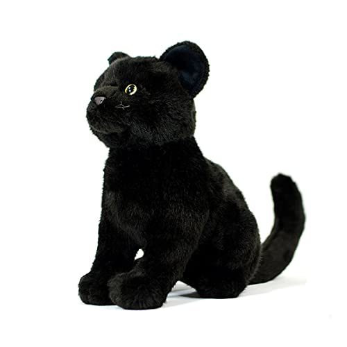 DANAIM Schwarze Katze Plüschtier, 11 Zoll Kätzchen Kuscheltiere Niedliche Kurzhaarkatze Plüschpuppe Geschenk Weiches Umarmungsspielzeug for Kinder Jungen Mädchen