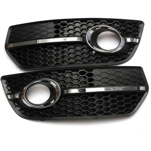 Frontgrills Für Q5 2009-2012 Frontstoßstange Nebelscheinwerfer Racing Grills Mit Chromstreifen Auto Nebelscheinwerfer Abdeckung Grille Front Bumper Grille(Chrome)