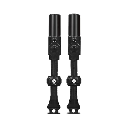 Muc-Off Big Bore Hybrid Tubeless Valves, Black 45mm - Precision Engineered Dust Caps for Bikes with Revolutionary Airflow Technology - Schrader Valve Caps for Tubeless MTB/Road/Gravel Bikes