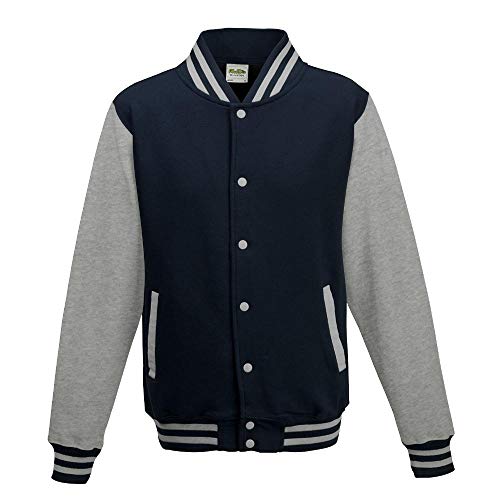 Just Hoods - Unisex College Jacke 'Varsity Jacket' BITTE DIE JH043 BESTELLEN! Gr. - XXL - Oxford Navy/Heather Grey