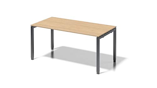 BISLEY Cito Schreibtisch, 650-850 mm höheneinstellbares U, H 19 x B 1600 x T 800 mm, Metall, Mp334 Dekor Ahorn, Gestell Anthrazitgrau, 80 x 160 x 85 cm