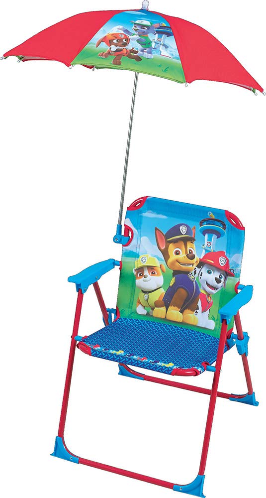 Fun House Paw Patrol Kinder-Klappstuhl mit Sonnenschirm, Stahl, blau, 38 x 8 x 50 cm