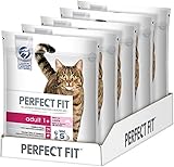 Perfect Fit Katzenfutter Trockenfutter Adult 1+ Reich an Lachs, 5 Beutel (5 x 750g)