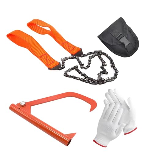 Tragbare Taschenkettensäge, Kettenhandsäge | Seilsägen-Set - 4-teiliges tragbares Edelstahl-Kettensägen-Set, Klappkettensäge inklusive Handschuhen und Tasche