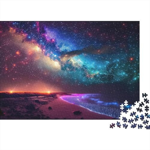 500 Teile für Erwachsene, schwierige Puzzles, Galaxy Coast-Holzpuzzle für Erwachsene mit passendem Poster und Wissensblatt (Größe 52x38cm)