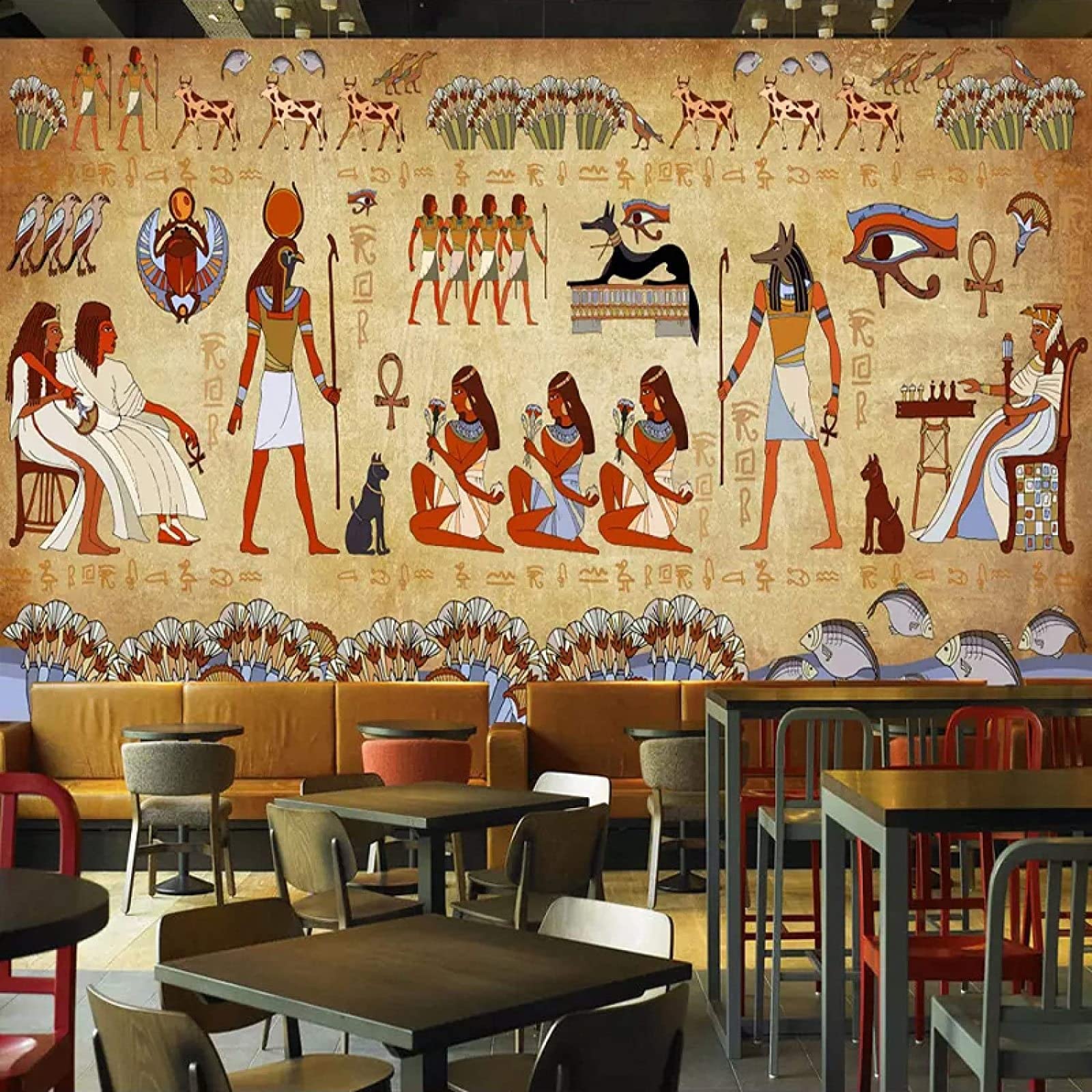 Fototapete Europäischen Stil Retro Antike Ägyptische Pharao Statue Restaurant Dekor Persönlichkeit Wandbild Ta Wandbild Tapete Wanddekoration fototapete 3d Vlies wandbild Schlafzimmer-150cm×105cm