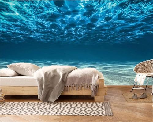 Elegante Blaue Unterwasserwelt 3D Tapete Poster Restaurant Schlafzimmer Wohnzimmer Sofa TV Dekorative Wand-150cm×105cm