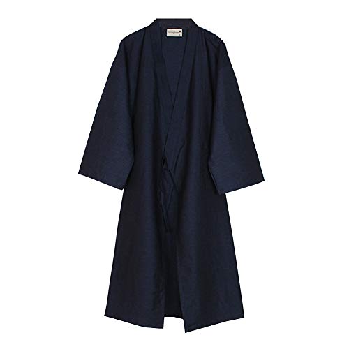 Fancy Pumpkin Robe Kimono Japonaise Lange Yukata Pyjama, Marine Blau, M