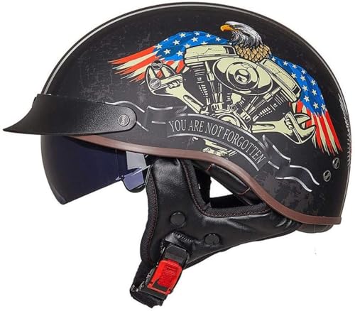 EBAYIN Halbhelme Jethelme Brain - Cap Cruiser Chopper Scooter Pilot Jet Helm DOT+ECE Zertifizierte Persönlichkeit Retro Harley Motorradhelm,B-L=（59~60cm）