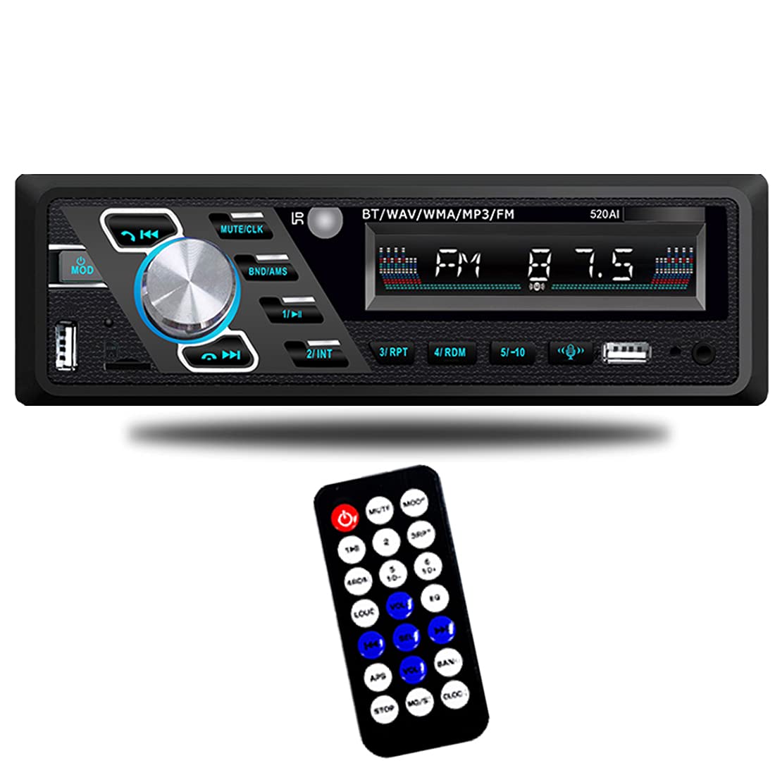 VIGORFLYRUN 24 V Autoradio Bluetooth Stereo MP3 Player unterstützt Freisprechanrufe FM Dual USB Ports TF AUX IN Voice Assist Datei Lesefunktion mit ISO-Stecker und Fernbedienung