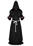 chuangminghangqi Mönch Robe Prister Gewand Mittelalter - Kostüm Renaissance Priester Robe Halloween Cosplay (S, Schwarz)