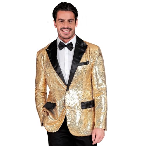 Widmann - Party Fashion Jackett mit Pailletten für Herren, Satin, Disco Fever, Schlagermove