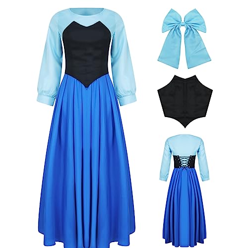 AYYOHON Arielle Kostüm Frauen Meerjungfrau Prinzessin Kleid Halloween Party Cosplay Geburtstag Dress Up Für Erwachsene 2023 Meerjungfrau Film XL