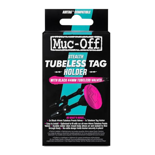 Muc Off Fahrradventil Tubeless Tag Holder & 44 mm Valve Kit, Schwarz, MU-ACC-2768