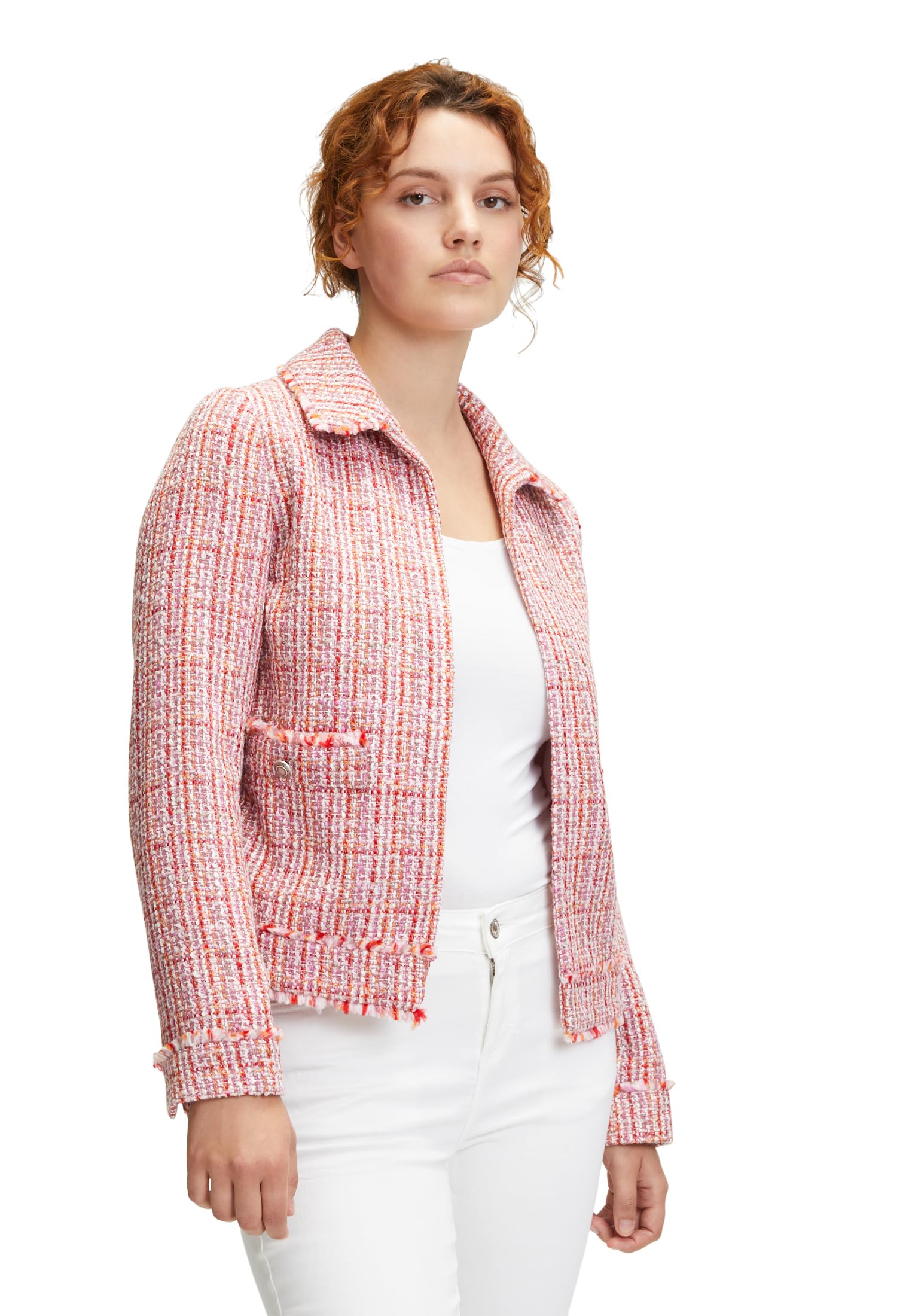 Cartoon Damen Tweedblazer mit Taschen Rosé/Pink,44