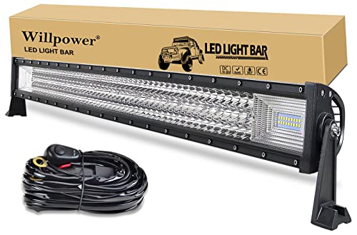 Willpower 540W LED Lichtleiste 42 Zoll LED Nebelscheinwerfer Spot Flood Combo Offroad Arbeitsscheinwerfer mit Kabelbaum für ATV SUV Boat Truck