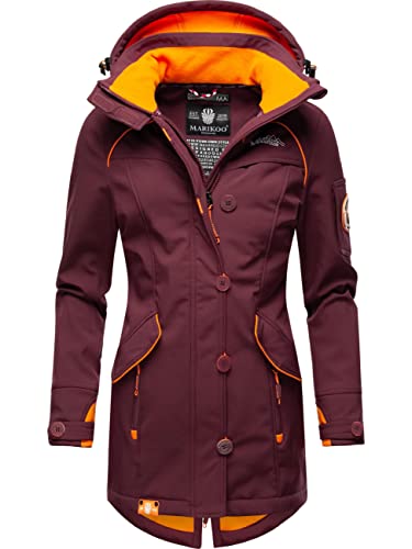 MARIKOO Damen Outdoor Parka Kurzmantel Outdoor Mantel wasserdicht mit Kapuze Soulinaa Wine Gr. S