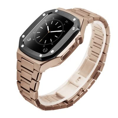 TONECY Edelstahl-Armband für Apple Watch, Modifikation, 45 mm, 44 mm, 41 mm, Metall-Mod-Kit-Set für iWatch Serie 7, 6, SE, 5, 4, 3, 2, 1