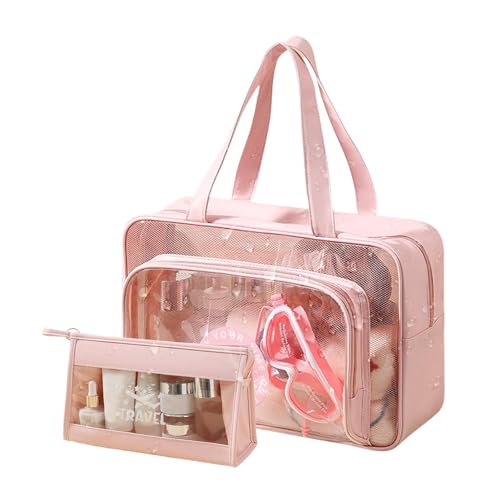 Transparente Make-up-Tasche, Nass-/Trockentrennung, Reise-Make-up-Kosmetiktasche, tragbare Make-up-Tasche, Organizer, Kulturbeutel, Make-up-Organizer für Damen, rose, Refer to description, Unisex