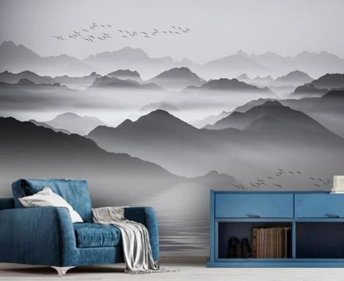 Abstrakte Schwarz-Weiß-Landschaft 3D Tapeten Wanddekoration Fototapete Sofas Wohnzimmer Wandbild Schlafzimmer-200cm×140cm