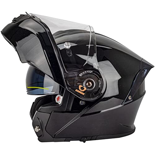 Klapphelm Motorradhelm Rollerhelm mit Doppeltem Sonnenvisier DOT/ECE Zertifiziert Klappbarer Modularer Motorrad Helme Integralhelm Multifunktion Sturzhelm für Damen Herren, Schwarz-4XL(67~68cm)