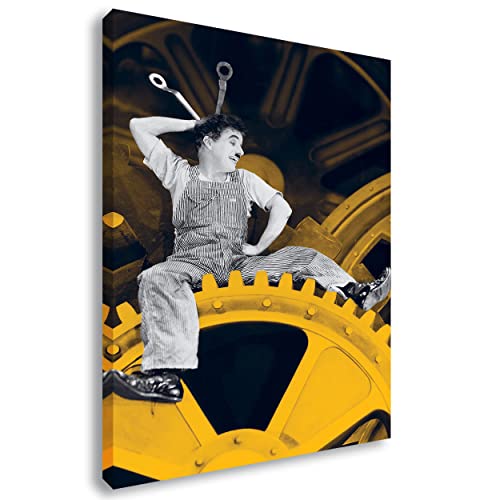 Leinwandbild Moderne Zeiten | Charlie Chaplin - Schwarzweiß - Film, Stumm - Alt, Klassiker - Kunst, Deko - Wohnzimmer, Klein bis XXL