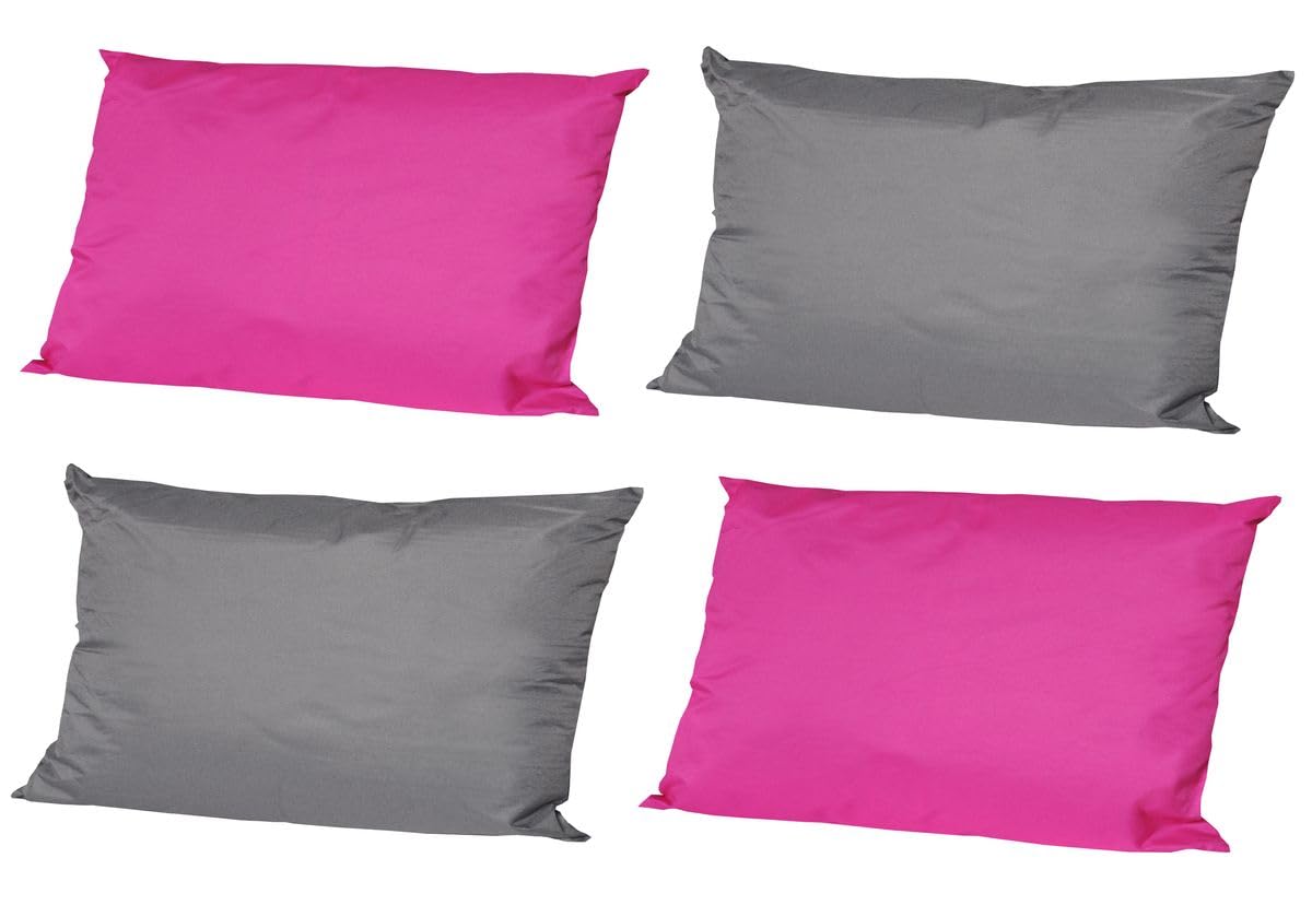 JACK 4X Outdoor Lounge Kissen 30x50cm viele Farben Dekokissen inkl. Füllung Wasserfest Sitzkissen Garten Stuhl, Farbe:2X Anthrazit - 2X Pink