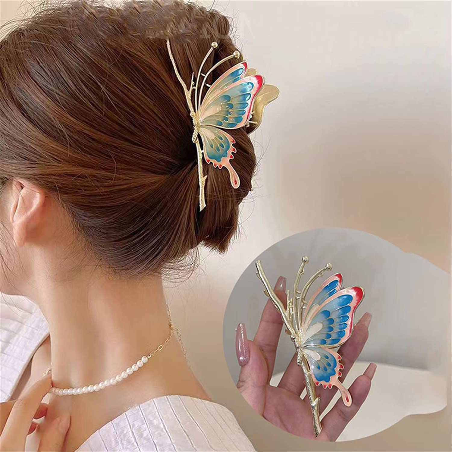 Haarklammern, Clip-Haarspangen, Klauenklammern, koreanische Haarklammer, Farbe Bernstein, Schmetterlings-Haarspange, Damen-Strasssteine, exquisite Haarnadel, Hai-Clip, Haar-Accessoires, 3 (Farbe: 9) (