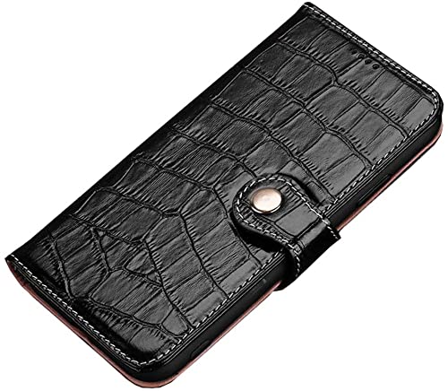 KANUZ Leder-Brieftaschen-Handyhülle, Kartenhalter, für Apple iPhone 13 Mini (2021), 13,7 cm (5,4 Zoll), Krokodilmuster, Magnetverschluss, Folio-Ständer, Flip-Cover (Farbe: Preto)