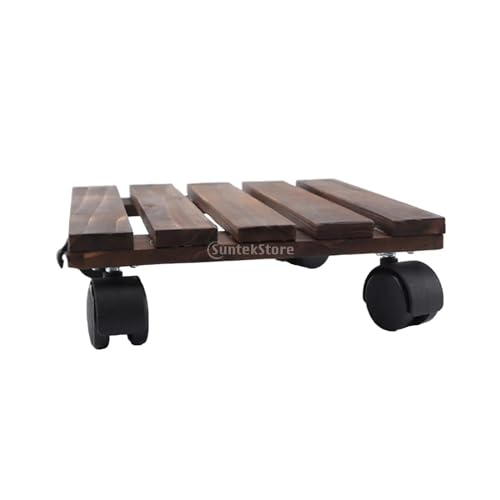 AMEEDA Pflanzenroller Holz-Pflanzenständer for den Innenbereich, runder/quadratischer Blumentopf-Mover-Wagen, Pflanzenständer mit Rädern, rollender Outdoor-Dolly(Square 35x35cm)