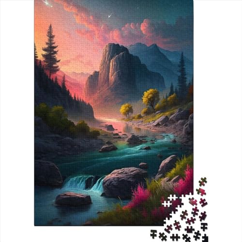 Kunstpuzzle für Erwachsene 1000 Teile Schöner Fluss Puzzle für Erwachsene Teenager Lernspielzeug Familienspiele (29,53 x 19,69 Zoll)