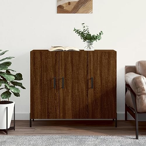 CCCINER Sideboard Braun Eichen-Optik 90x34x80 cm Holzwerkstoff,Zeitloses Sideboard mit viel Stauraum für ein modernes Wohnzimmer