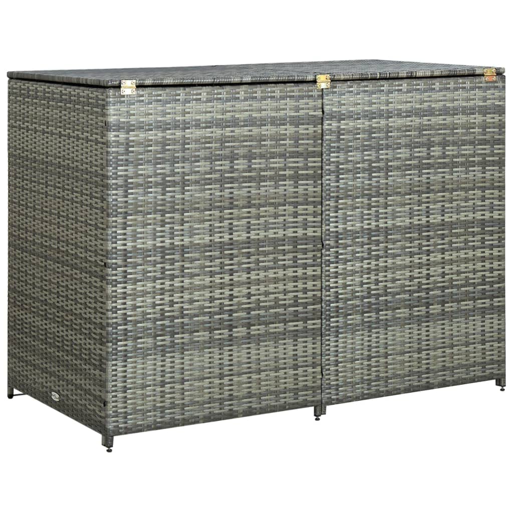 vidaXL Mülltonnenbox für 2 Tonnen Mülltonne Müllbox Mülltonnenverkleidung Doppelbox Müllcontainer Gerätebox Poly Rattan Anthrazit 148x77x111cm