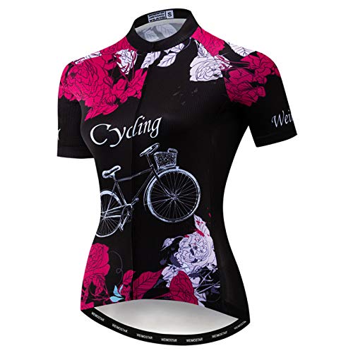 Damen Radtrikot Sommer Kurzarm Fahrrad Shirt Atmungsaktive Fahrradjacke