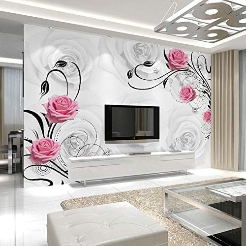 XLMING Rosa Rosen Bilder Küche Esszimmer Arbeitszimmer Wohnzimmer TV Hintergrund Wand 3D Tapete-400cm×280cm