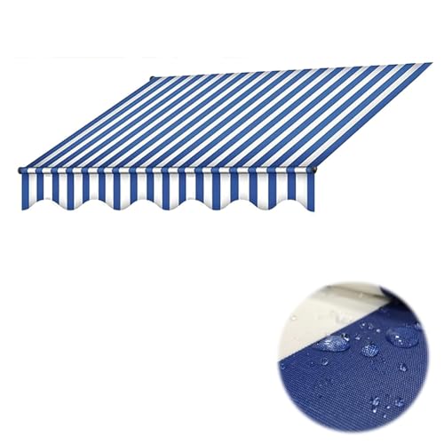 Ersatz for Einziehbare Klemmmarkise, Sonnenschutzdach for Einziehbare Markisen, Wasserdicht Hochwertiges Ersatztuch, Langlebiger Markisenstoff, Markisenbespannung Canvas Markisenstoff(Blue,(12x10ft)3.