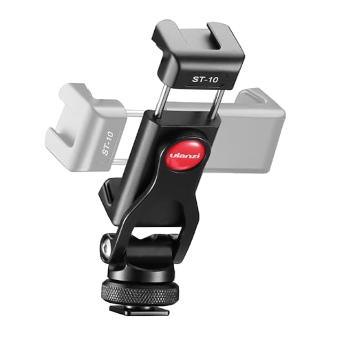 Handy Halterung Stativ, ULANZI ST-10 Metall Handyhalterung Stativ w 2 Cold Shoe, 360º Rotation Handyhalterung für Stativ, Smartphone Stativ Adapter für iPhone Galaxy Huawei Xiaomi Oneplus und Kameras