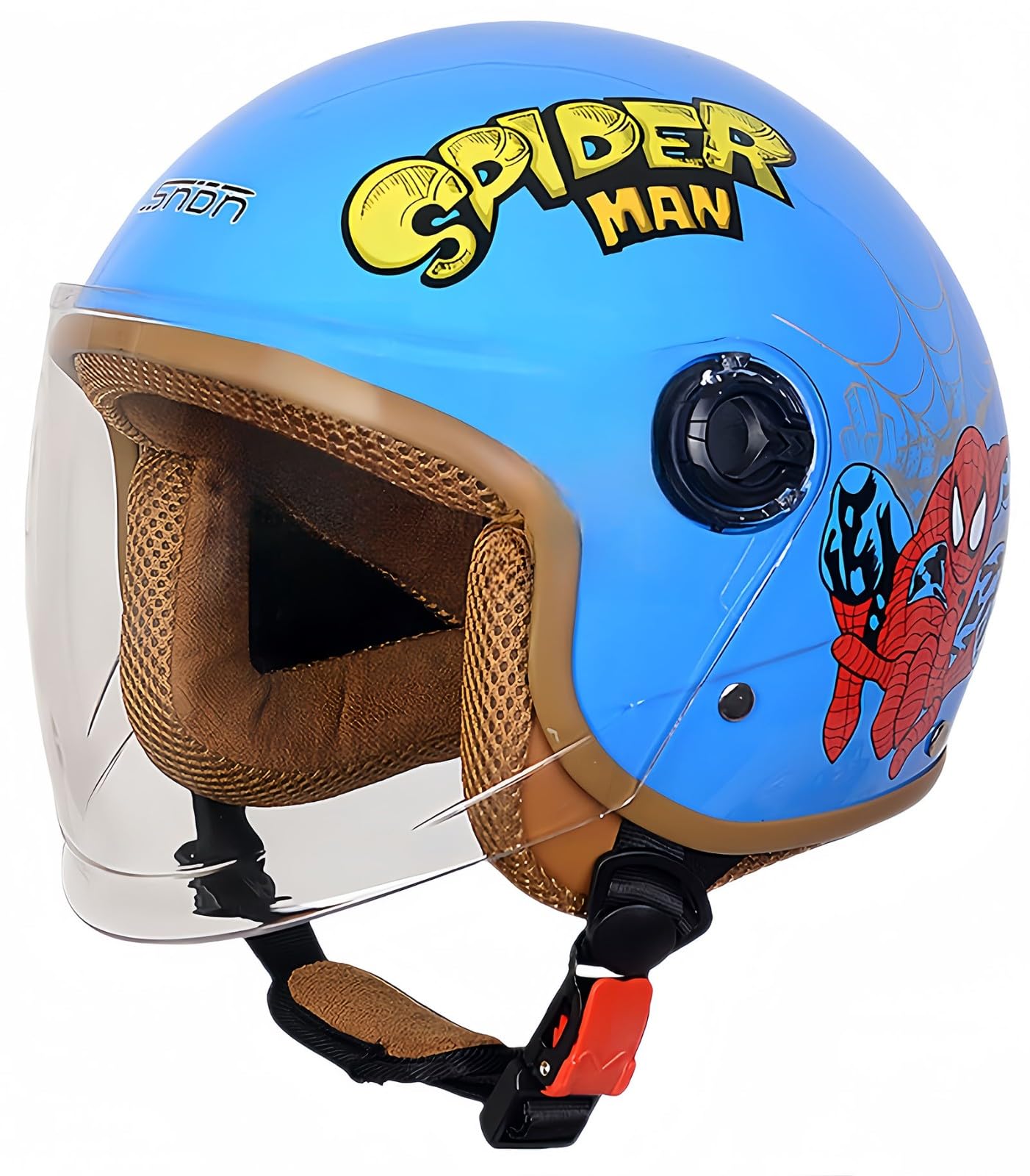 Kinder-Motorradhelm, ECE-Zertifizierung, Kinderhelm mit Visier, modischer Vintage-Stil für 5–12 Jahre alte Jungen und Mädchen, Roller, Street Cruiser C,46-54CM