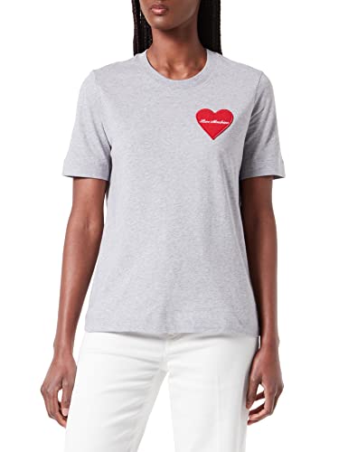 Love Moschino Womens with Brand Heart Patch T-Shirt, Melange Light Gray, 46