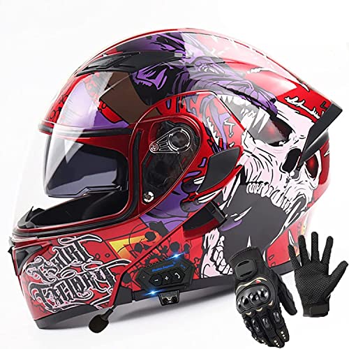 Klapphelme Modularer Helm Mit Bluetooth-Headset Und Dual Visier Motorradhelm,DOT ECE Genehmigt Integralhelm Helm Motorradhelm Atmungsaktiv Und Warm Für Erwachsene Männer Women