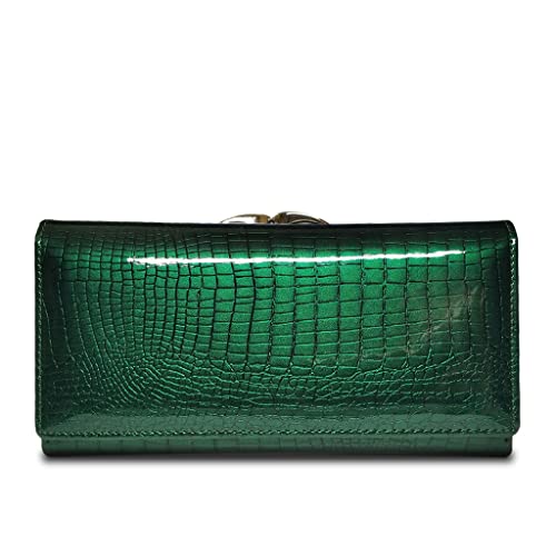 MEELYHOME Mode Leder Damen Geldbörsen Lange Damen Geldbörse Clutch Geldtasche Geldbörsen, grün, 19*3*10cm