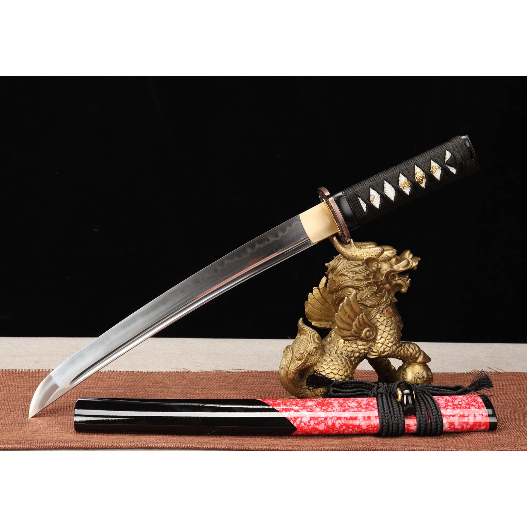 LQSMX sword Samuraischwert/scharf/Kurzer Samurai-Säbel echtes Katana Schwert T10 brennende Klinge