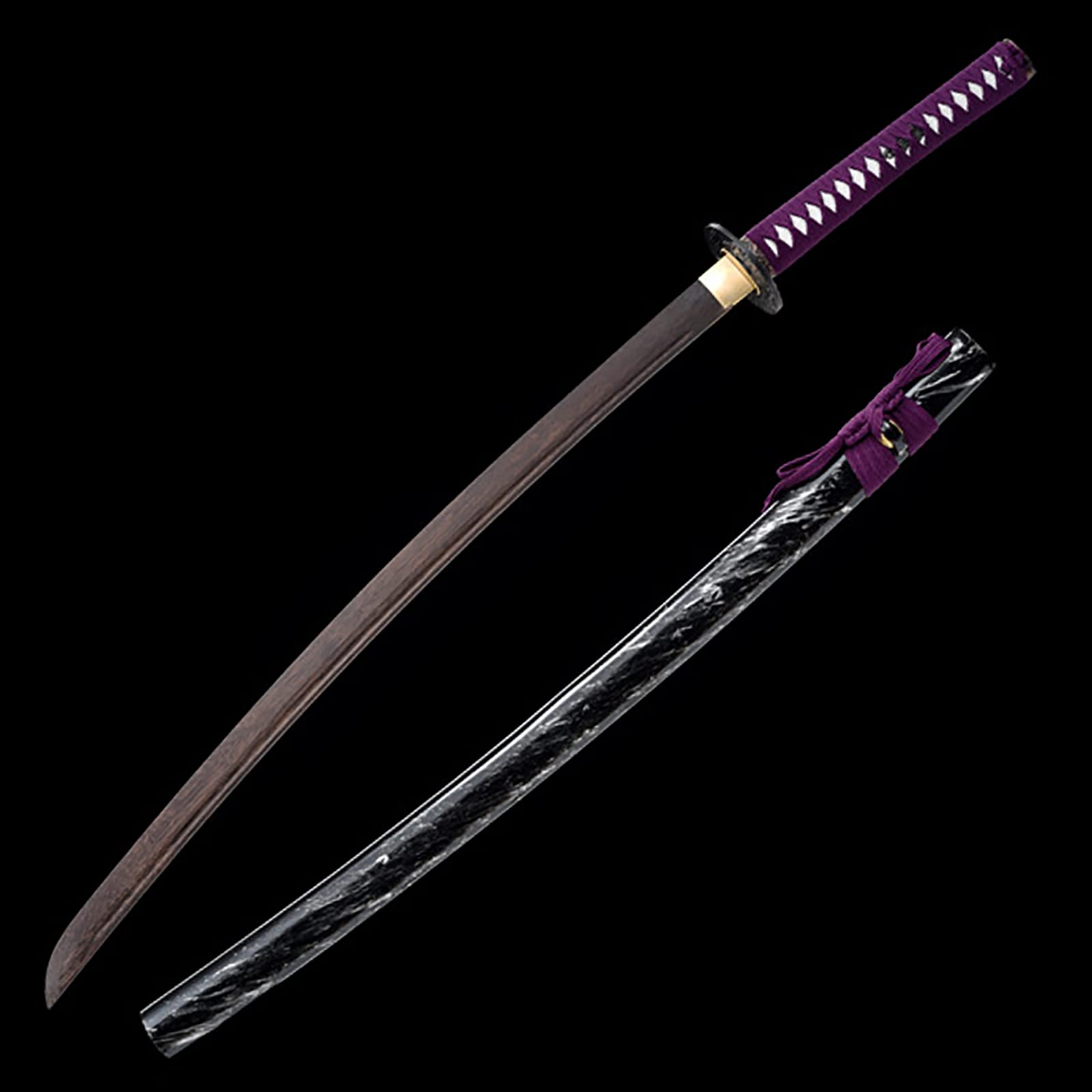 KPTKP Natürliches Palisander-Katana, handgefertigtes Holz-Samurai-Schwert mit Scheide, 103 cm Bokken für Display, Cosplay-Kollektion und Kendo-Training-I